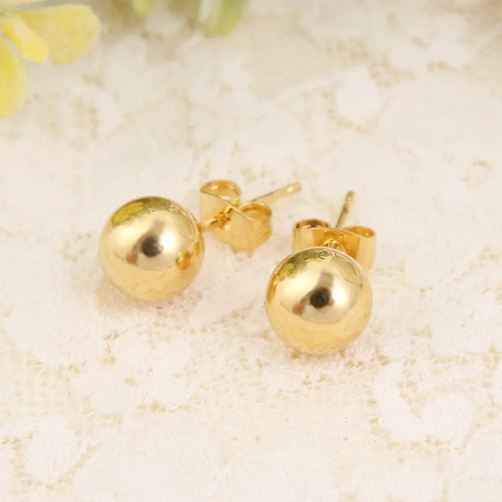 Wholesale 10mm Ball Earring 18 K yellow Fine Gold G/F Shape Classic Design Earrings For Women Jewelry | Украшения и аксессуары