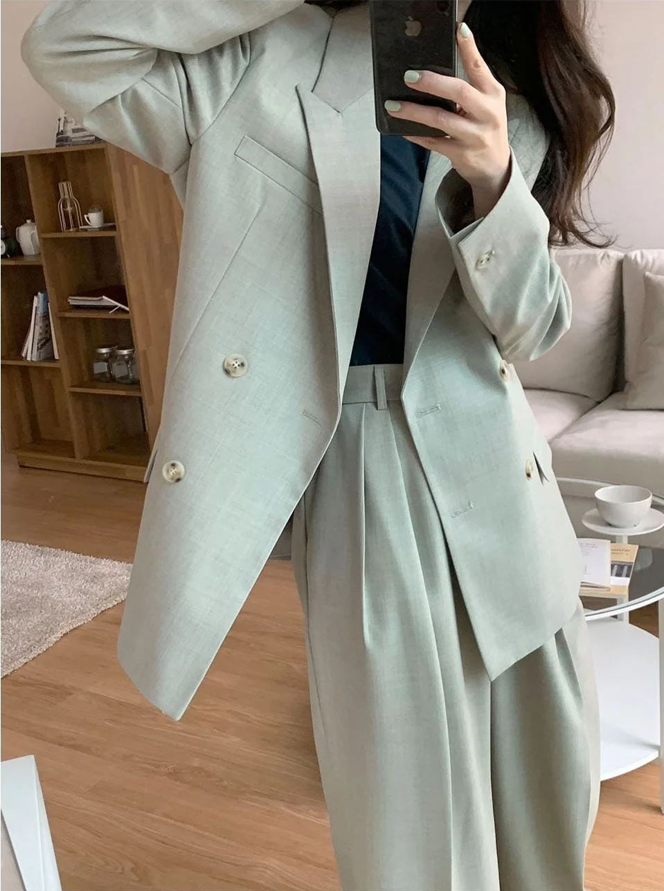 Women Casual Trousers Suits Loose Double Breasted Female Blazer & Wide Leg Pants 2021 Autumn Female Blazer 2 Piece Set 
Women Casual Trousers Suits Loose Double Breasted Female Blazer & Wide Leg Pants 2021 Autumn Female Blazer 2 Piece Set