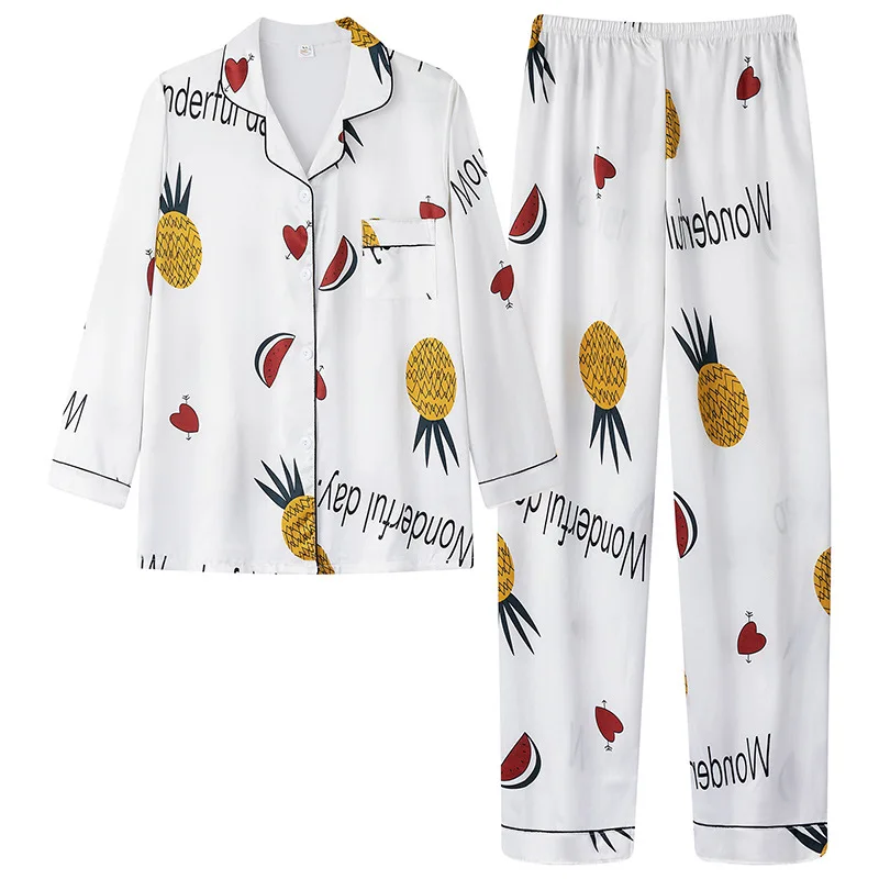 2021 New Autumn Casual Soft Pajamas Set Women Girls Silk Satin Printed Sleepwear Long Sleeve Tops+ Pants 2 Pieces Set Nightwear
2021 New Autumn Casual Soft Pajamas Set Women Girls Silk Satin Printed Sleepwear Long Sleeve Tops+ Pants 2 Pieces Set Nightwear