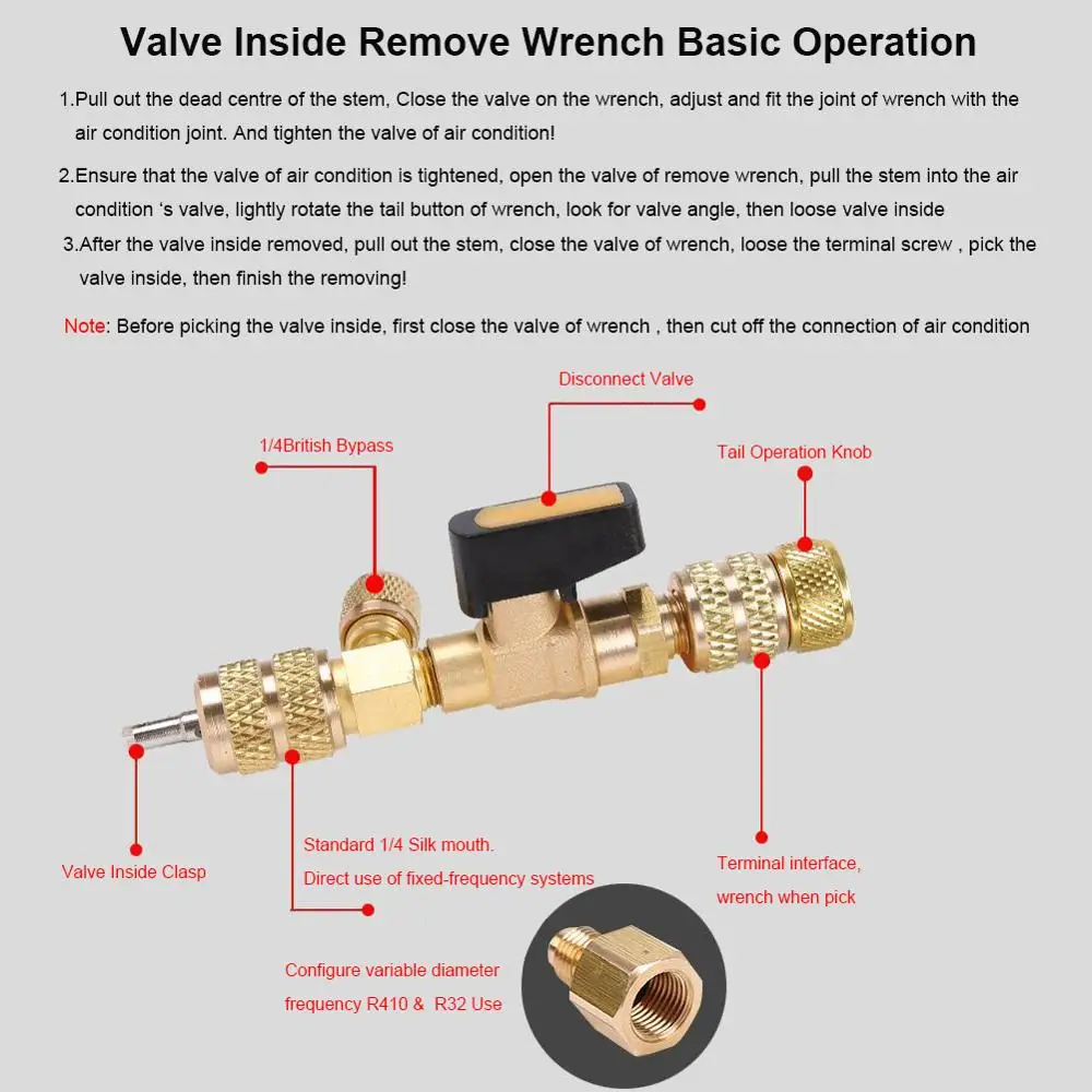 Brass R410A R22 Adapter Dual Size SAE Port HVAC Valve Core Removal Installer Tool For Refrigerant HVAC Mini Split Air Conditione 
Brass R410A R22 Adapter Dual Size SAE Port HVAC Valve Core Removal Installer Tool For Refrigerant HVAC Mini Split Air Conditione