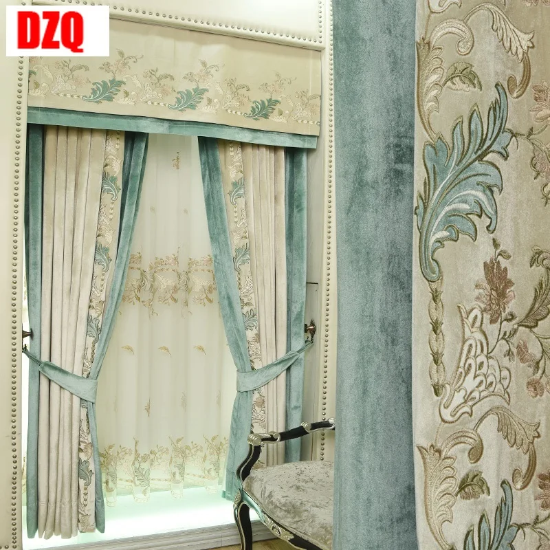 Royal European curtain luxury living room flannel embroidery curtain cloth bay window bedroom shade Nordic curtain gauze 
Royal European curtain luxury living room flannel embroidery curtain cloth bay window bedroom shade Nordic curtain gauze