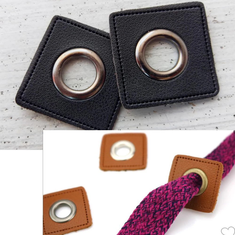 30pcs/lot 27mm square black/brown PU leather sew on Badges patch labels + inner 8mm metal brass eyelets grommets free ship 
30pcs/lot 27mm square black/brown PU leather sew on Badges patch labels + inner 8mm metal brass eyelets grommets free ship