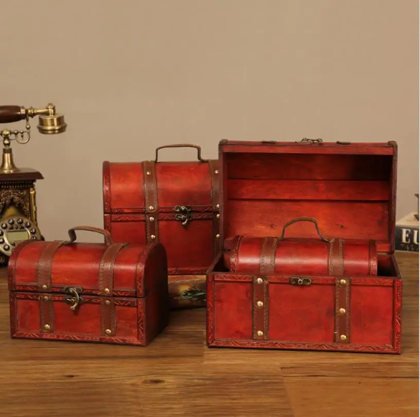 Деревянная шкатулка Европейский Винтажный чемодан Подарочная деревянная для