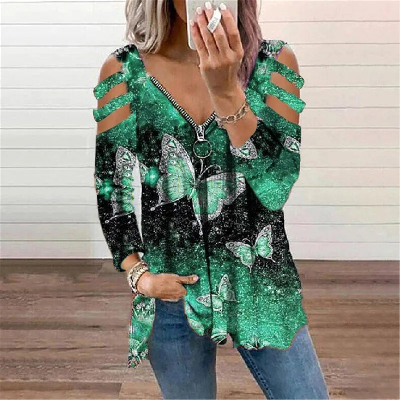 T Shirts Long Sleeve Autumn Tops for Women Oversized T Shirt Lady Hallow Out Sexy Zipper V Neck Clothes Female Street Print Tee
T Shirts Long Sleeve Autumn Tops for Women Oversized T Shirt Lady Hallow Out Sexy Zipper V Neck Clothes Female Street Print Tee