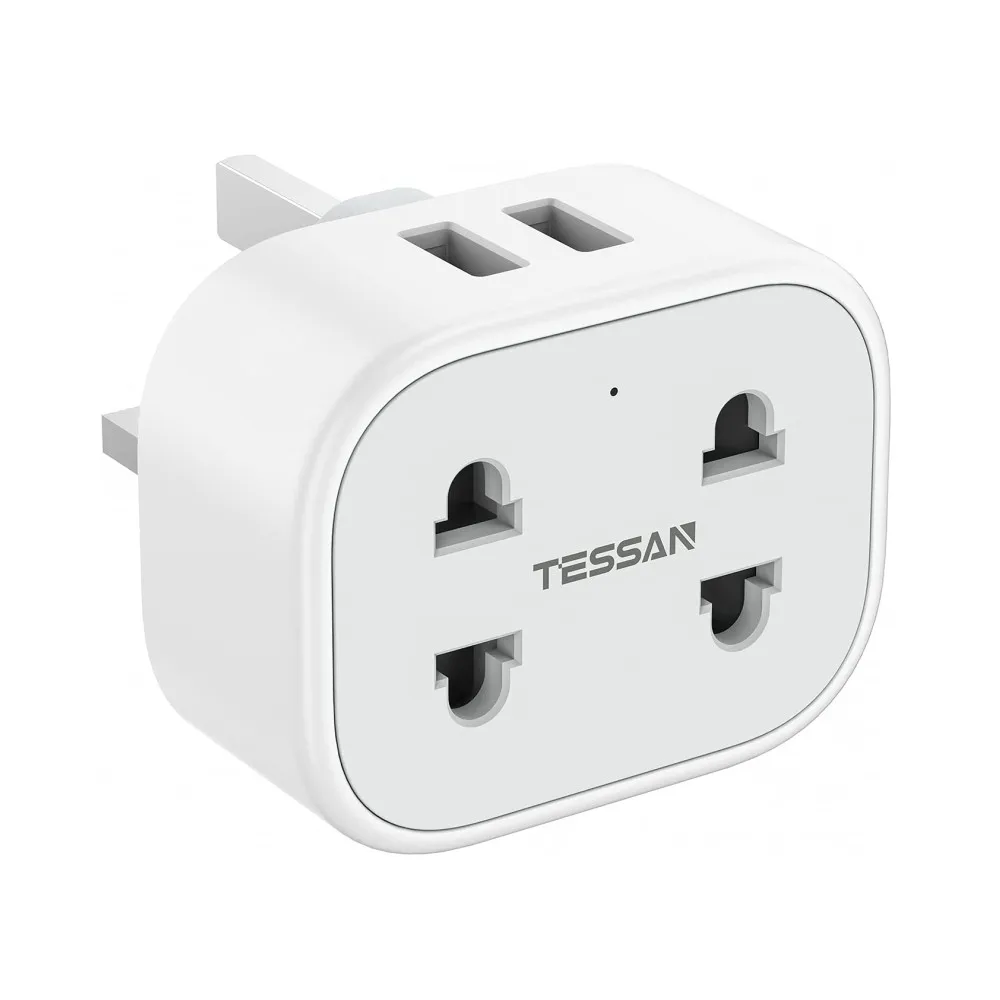 TESSAN Extension Plug UK Power Socket Shaver Plug Adaptor With 2 USB Ports 2 Outlets 2 Pin to 3 Pin Wall Socket for Home Travel
TESSAN Extension Plug UK Power Socket Shaver Plug Adaptor With 2 USB Ports 2 Outlets 2 Pin to 3 Pin Wall Socket for Home Travel