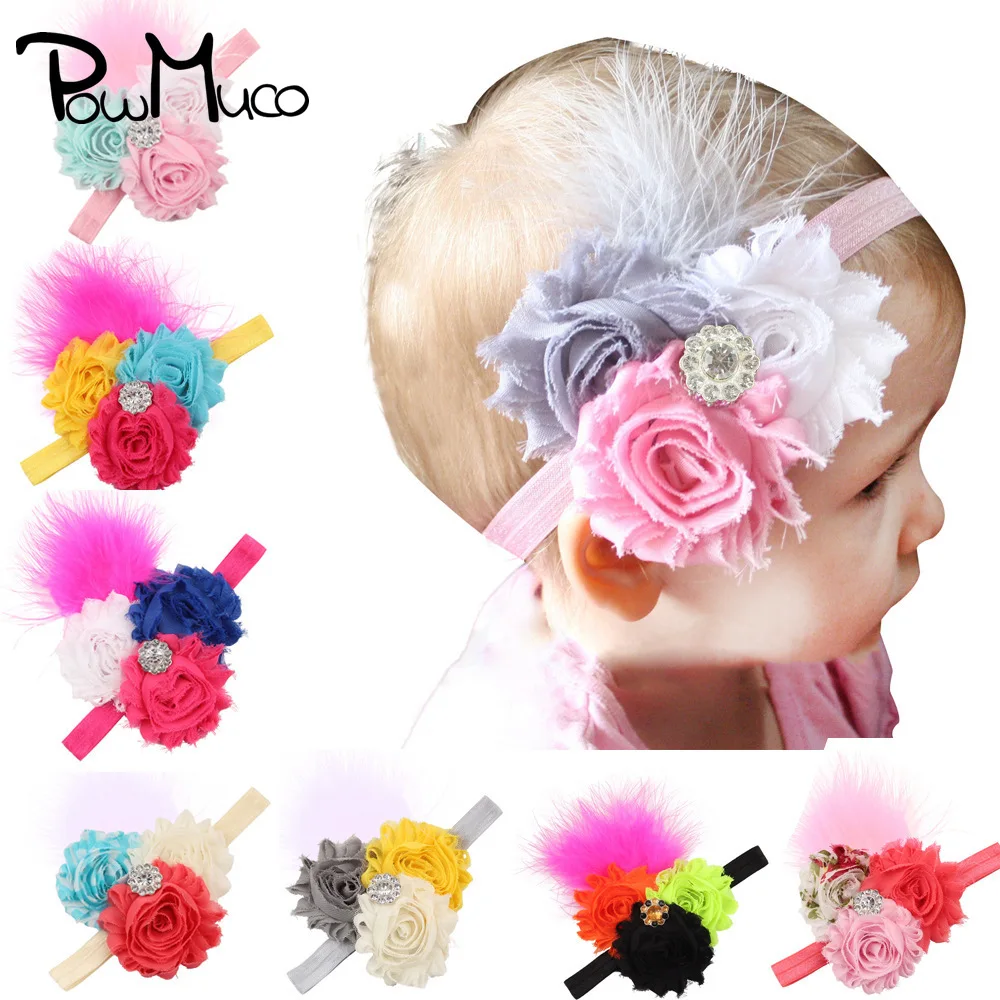 

Модная повязка на голову Powmuco ручной работы с перьями цветами Милая принцесса эластичная повязка на голову аксессуары для волос фотореквизит