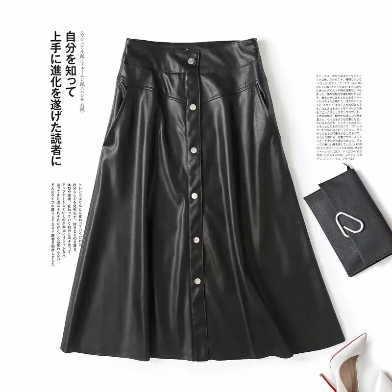 Женские юбки из искусственной кожи на осень и зиму, Женская юбка с высокой талией и пуговицами, элегантная кожаная трапециевидная юбка до се...
Женские юбки из искусственной кожи на осень и зиму, Женская юбка с высокой талией и пуговицами, элегантная кожаная трапециевидная юбка до се...