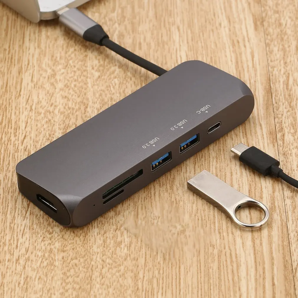 Type-c HUB HDMI-compatible Adapter 6 in 1 USB-C to USB 3.0 Dock +Secure Digital TF Card Reader Splitter for MacBook Accessories
Type-c HUB HDMI-compatible Adapter 6 in 1 USB-C to USB 3.0 Dock +Secure Digital TF Card Reader Splitter for MacBook Accessories