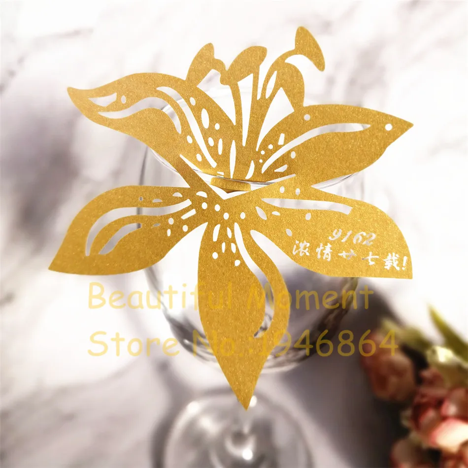 50pcs/lot Lily Flower Laser Cut Table Mark Wine Glass Name Place Cards Paper Wedding Birthday Baby Shower Christmas Supplies
50pcs/lot Lily Flower Laser Cut Table Mark Wine Glass Name Place Cards Paper Wedding Birthday Baby Shower Christmas Supplies