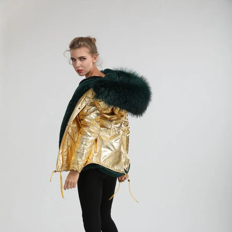 Gold Leather Jacket With Luxurious Raccoon Fur Sleeve Special design winter jacket women jacket
Gold Leather Jacket With Luxurious Raccoon Fur Sleeve Special design winter jacket women jacket