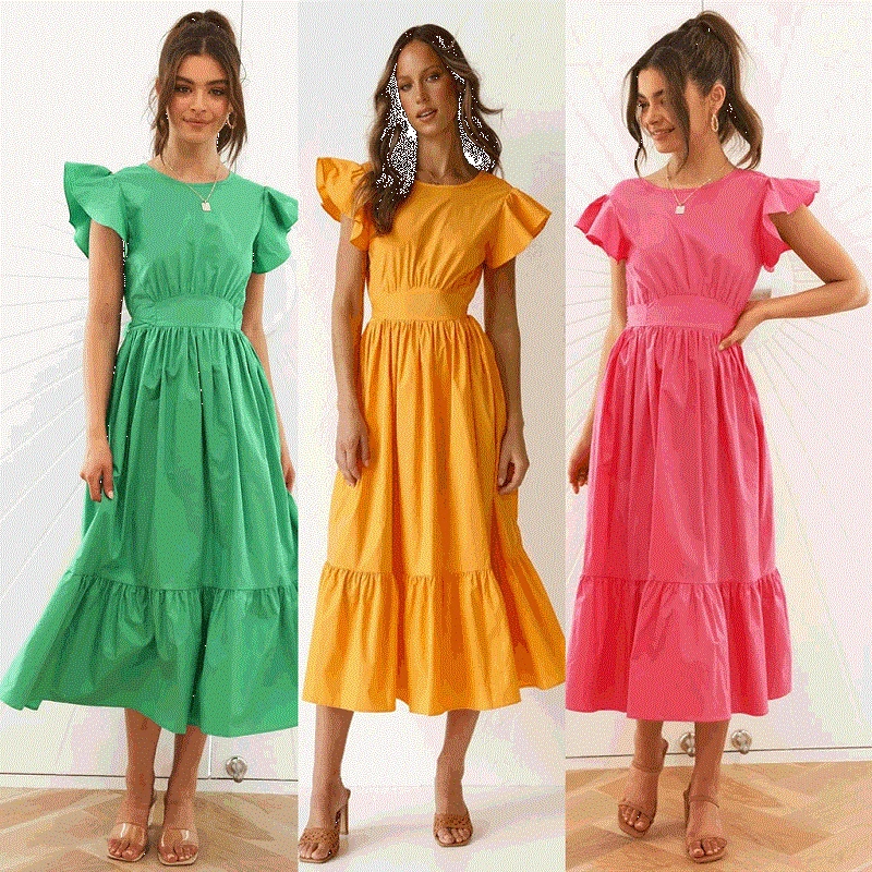 Elegant Fashion Women Summer Dress 2022 New Ruffled Short Sleeve Solid Waist Lace-up Large Swing Backless Sexy Chiffon Dresses
Elegant Fashion Women Summer Dress 2022 New Ruffled Short Sleeve Solid Waist Lace-up Large Swing Backless Sexy Chiffon Dresses