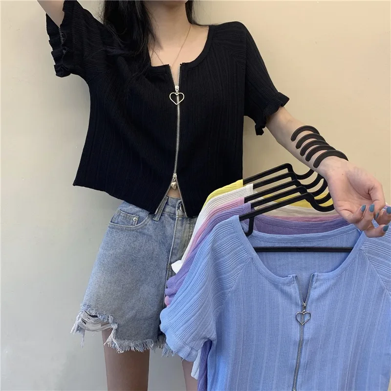 Women's Short Sweater 2021 Spring New Lazy Wind Black Slimming Top Versatile Cardigan Short Sleeve Bottoming Shirt 
Women's Short Sweater 2021 Spring New Lazy Wind Black Slimming Top Versatile Cardigan Short Sleeve Bottoming Shirt