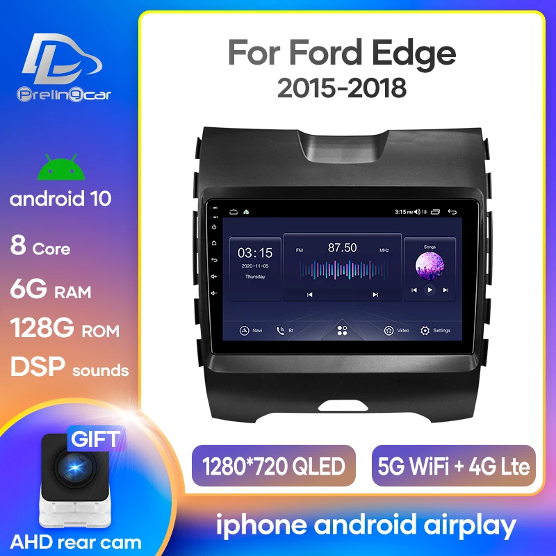 Автомагнитола Prelingcar Android 10 для Ford Edge 2015 2016 2017 2018 Автомобильная Мультимедийная