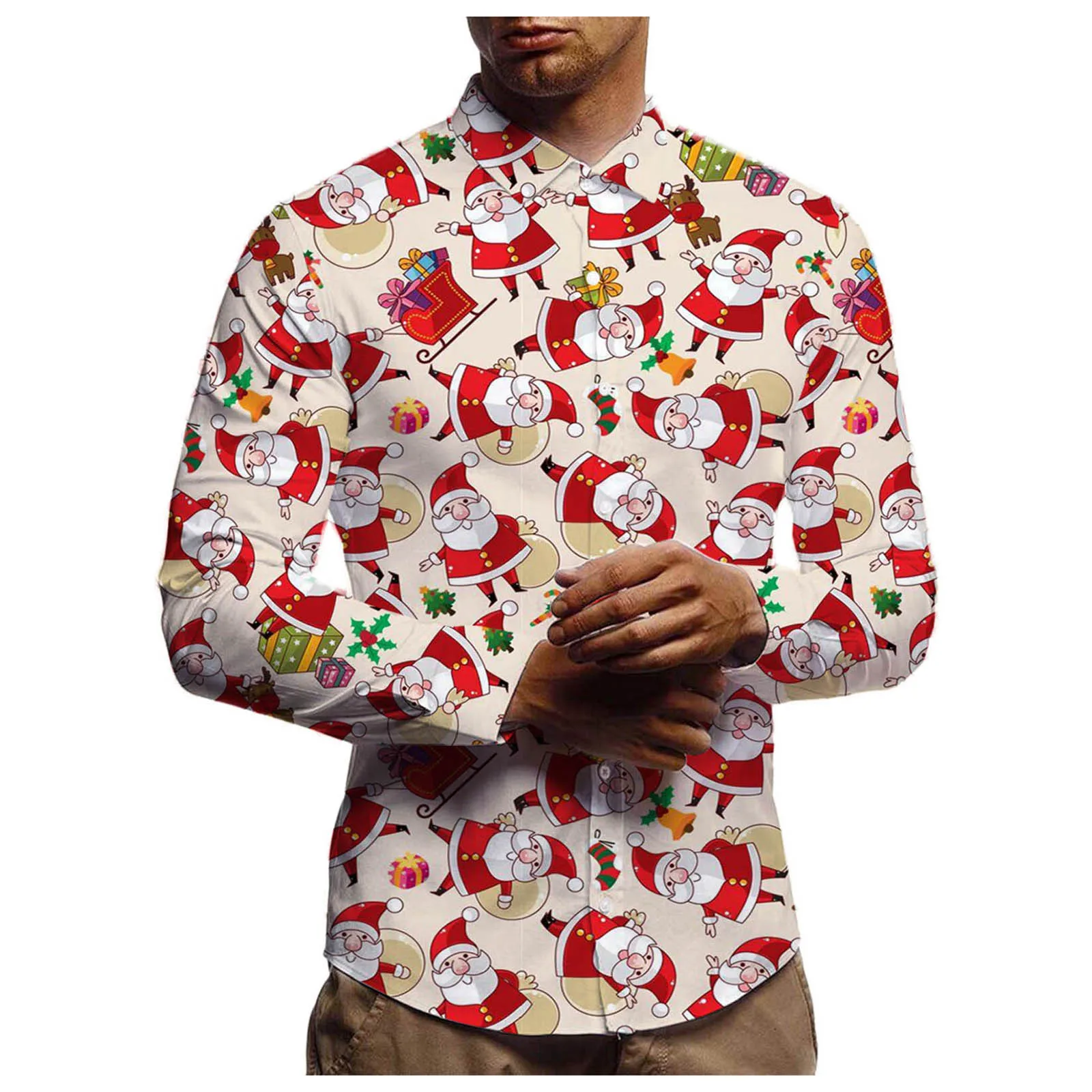 Men's Winter Christmas Cartoon Santa Claus Gift Printed Shirt Lapel Long Sleeve Fit Party Gown Bottoming Top Fashion
Men's Winter Christmas Cartoon Santa Claus Gift Printed Shirt Lapel Long Sleeve Fit Party Gown Bottoming Top Fashion