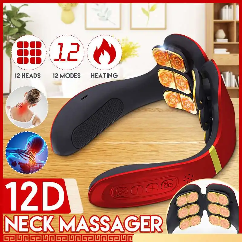 12 Heads Massager For Neck EMP 20 Gear Adjustable USB Electric Pulse Heating Hot Cervical Massager Kneading Relaxation Tool
12 Heads Massager For Neck EMP 20 Gear Adjustable USB Electric Pulse Heating Hot Cervical Massager Kneading Relaxation Tool