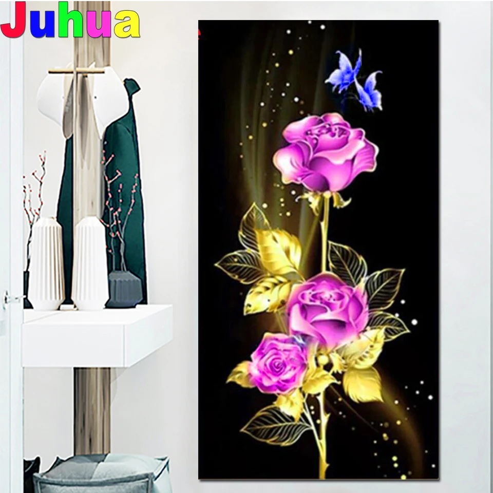 5D DIY Diamond Painting Purple Red Rose Gold Flower Full Drill Square Round Diamonds Embroidery Flower Entrance Wall art
5D DIY Diamond Painting Purple Red Rose Gold Flower Full Drill Square Round Diamonds Embroidery Flower Entrance Wall art