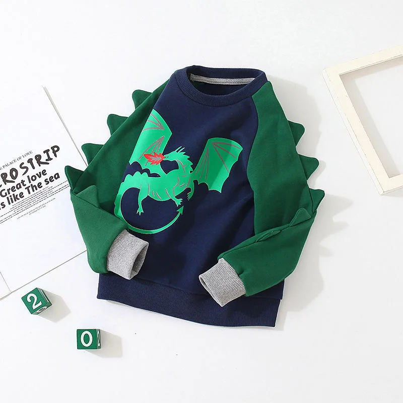 Boys Autumn New Dinosaur Long-Sleeved Hedging Children's Color Matching Sweater Kids Printed Casual Thin Top KH01
Boys Autumn New Dinosaur Long-Sleeved Hedging Children's Color Matching Sweater Kids Printed Casual Thin Top KH01