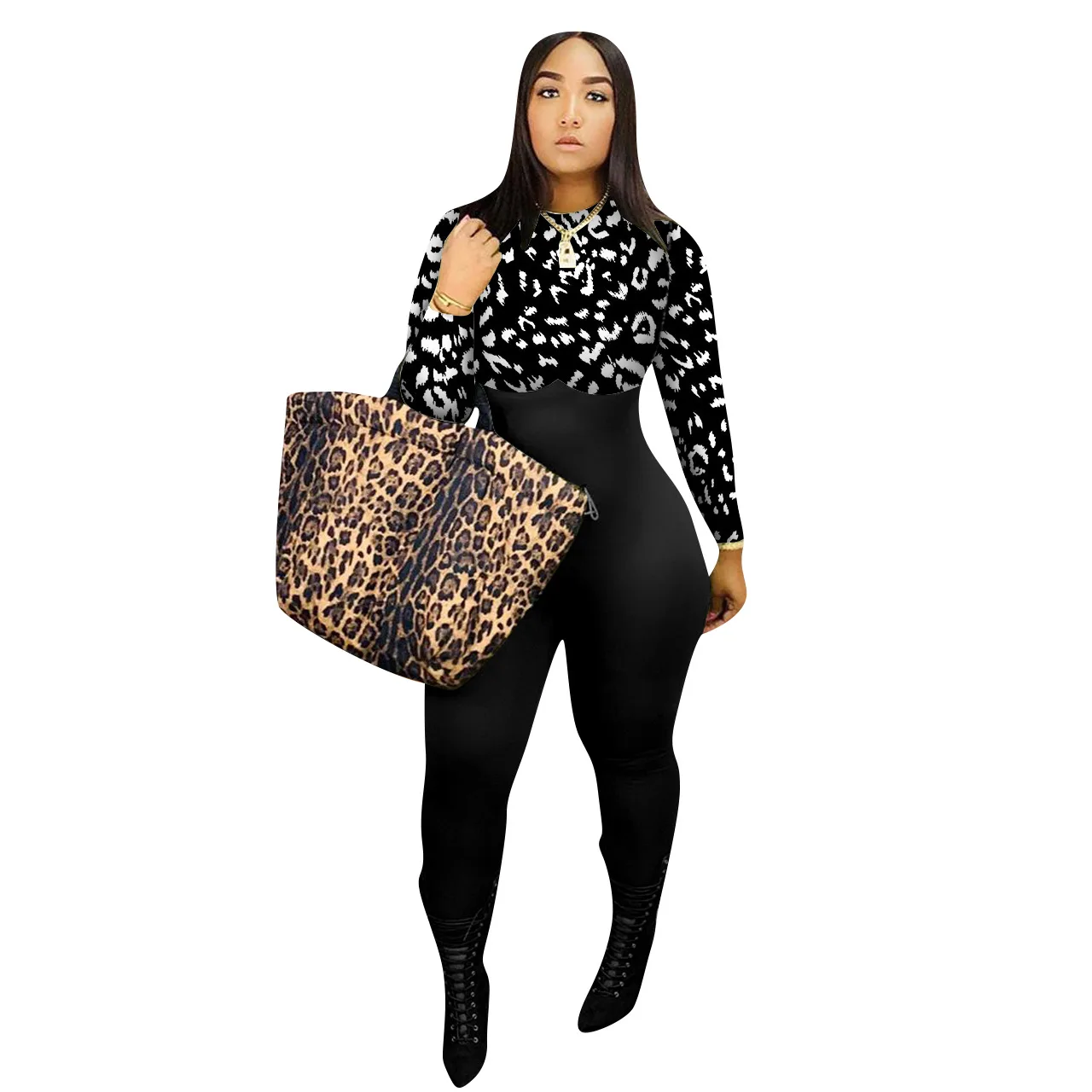 Cutubly Lady Skinny Club Rompers Fashion Autumn Leopard Printed Jumpsuits For Women Long Sleeves Patchwork O-Neck Sexy Jumpsuits
Cutubly Lady Skinny Club Rompers Fashion Autumn Leopard Printed Jumpsuits For Women Long Sleeves Patchwork O-Neck Sexy Jumpsuits