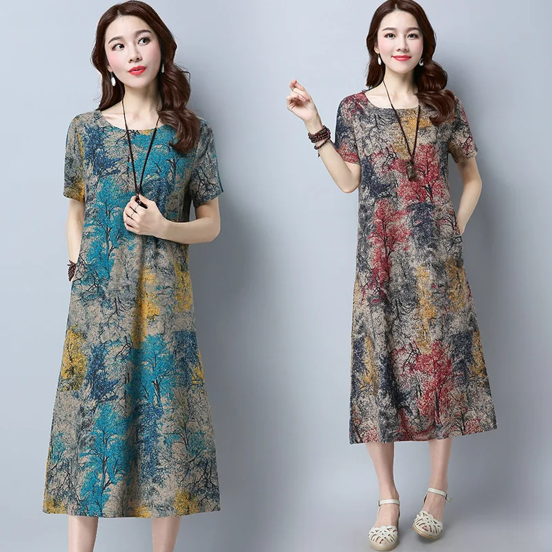 2019 Cotton Linen Summer Dress Women Loose Plus size Casual Dress Work Wear vintage Print beach Sundress dresses vestidos Short
2019 Cotton Linen Summer Dress Women Loose Plus size Casual Dress Work Wear vintage Print beach Sundress dresses vestidos Short