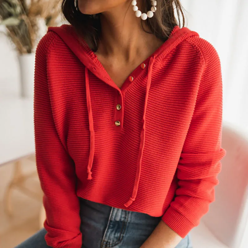 Women 2021 Solid Color Loose Hooded Sweatshirt Spring Autumn Pullover Coats Long Sleeve Button Casual Hoodies Knit Sweatshirts
Women 2021 Solid Color Loose Hooded Sweatshirt Spring Autumn Pullover Coats Long Sleeve Button Casual Hoodies Knit Sweatshirts