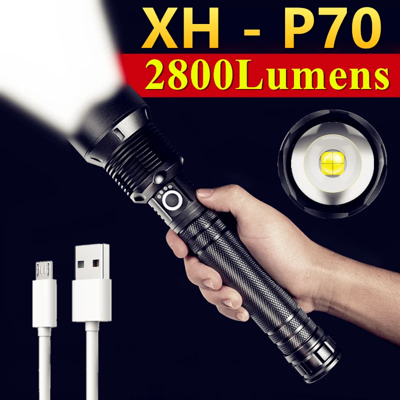 Светодиодный фонарик высокой мощности CREE XHP70 для охоты, USB-зарядка, масштабируемые фонари для кемпинга 26650, Мощный тактический фонарь
Светодиодный фонарик высокой мощности CREE XHP70 для охоты, USB-зарядка, масштабируемые фонари для кемпинга 26650, Мощный тактический фонарь