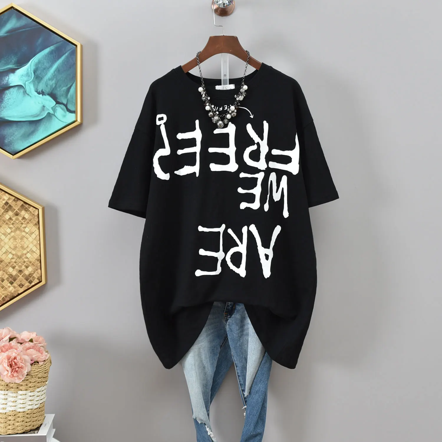 Korean Summer Large Short Sleeve T-shirt Women's Slubby Cotton Large Cartoon Print Medium Long Half Sleeve Intimate T-shirt
Korean Summer Large Short Sleeve T-shirt Women's Slubby Cotton Large Cartoon Print Medium Long Half Sleeve Intimate T-shirt
