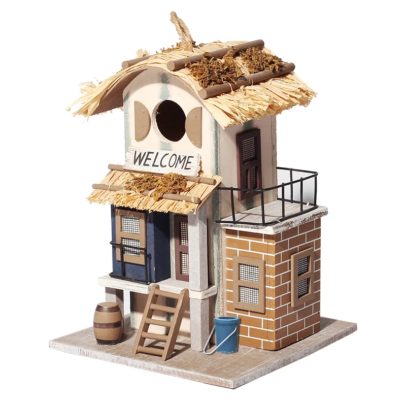 Bird house Bird nest villa Handmade wood Creative and cute Home outdoor decorations Forest Park Wild bird house protection WF 
Bird house Bird nest villa Handmade wood Creative and cute Home outdoor decorations Forest Park Wild bird house protection WF