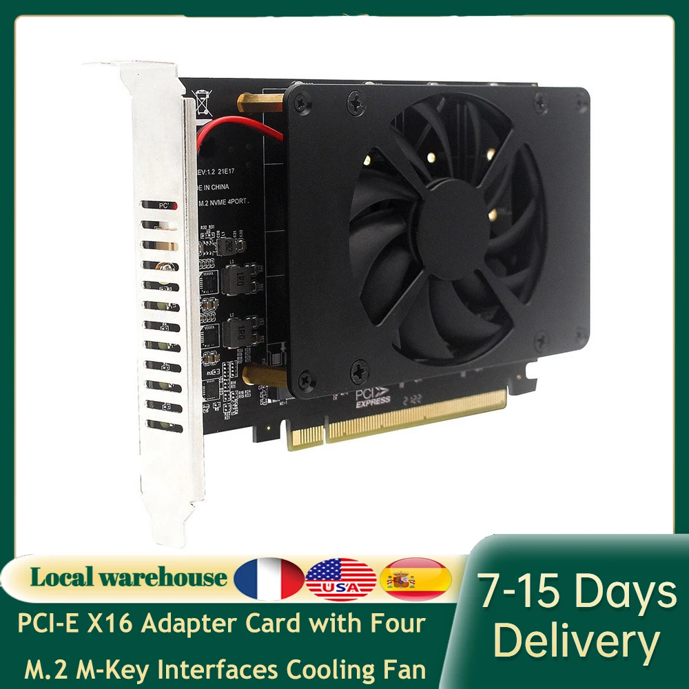 Плата адаптера PCI-E X16 с четырьмя интерфейсами M.2 M-Key, охлаждающий вентилятор M.2 NVME, плата расширения для 2230/2242/2260/2280 M.2 SSD
Плата адаптера PCI-E X16 с четырьмя интерфейсами M.2 M-Key, охлаждающий вентилятор M.2 NVME, плата расширения для 2230/2242/2260/2280 M.2 SSD