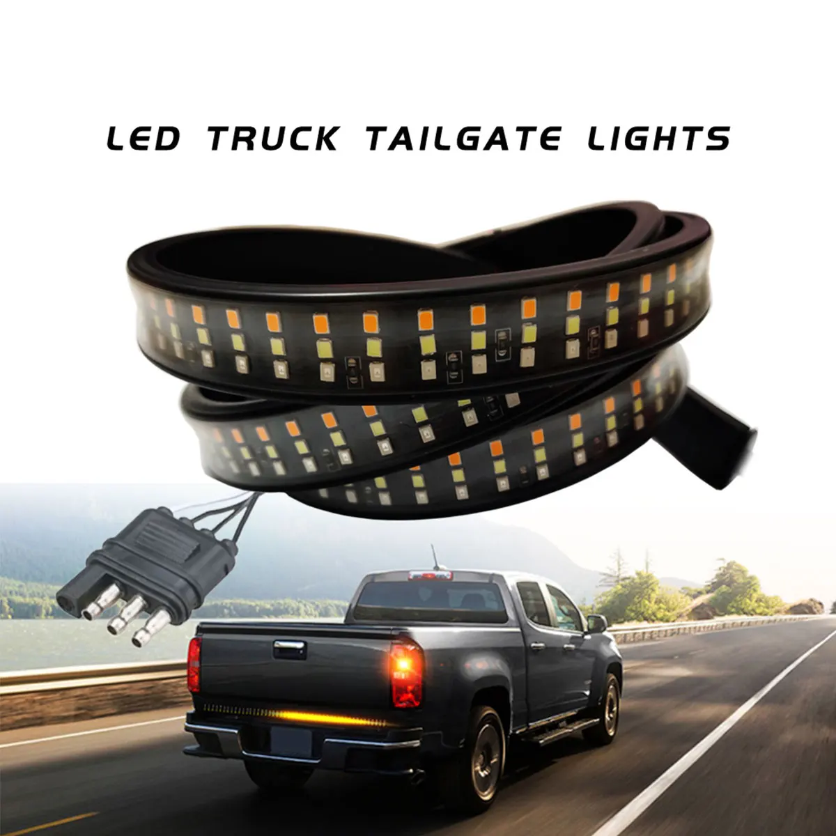 

432LED 8 Modes Tailgate Light Bar Strip 60inch Running Board Lights Turn Signal Reverse Brake Warning Lamp for Truck Pickup Car