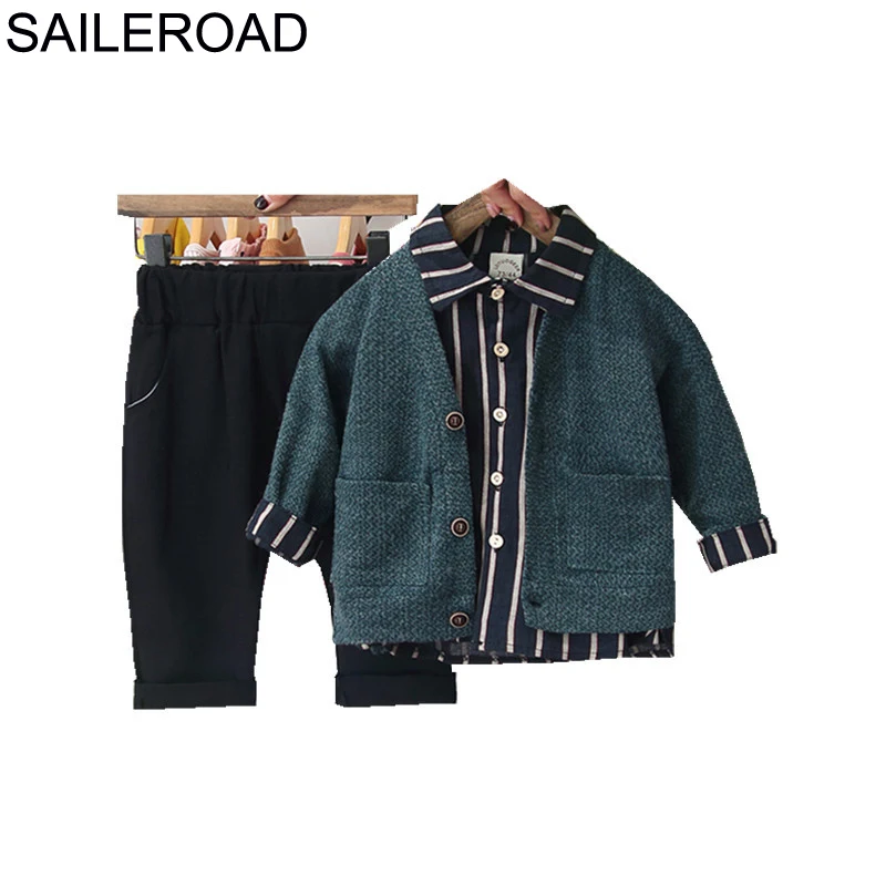 Комплект одежды для мальчиков из 3 предметов SAILEROAD, свитер + блузка + брюки, повседневный осенний комплект детской одежды, костюмы в полоску
Комплект одежды для мальчиков из 3 предметов SAILEROAD, свитер + блузка + брюки, повседневный осенний комплект детской одежды, костюмы в полоску