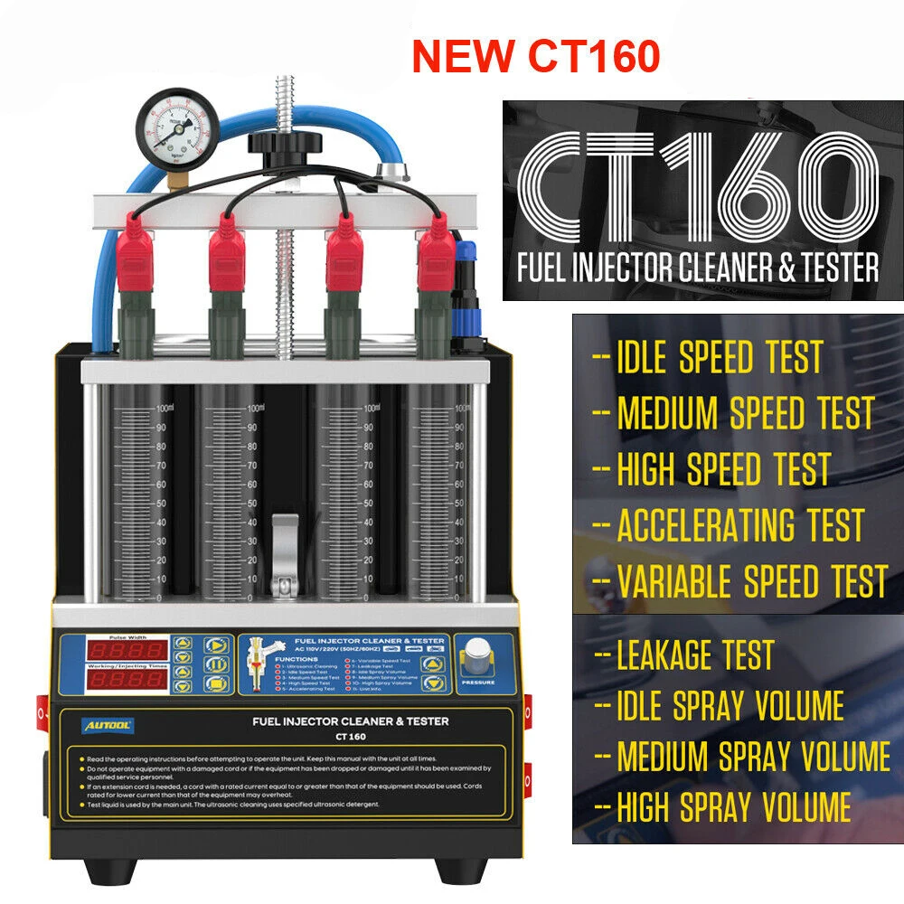 CT160 4-Cylinder Car Motor Ultrasonic Fuel Injector Cleaner Tester Cleaning Tool
CT160 4-Cylinder Car Motor Ultrasonic Fuel Injector Cleaner Tester Cleaning Tool