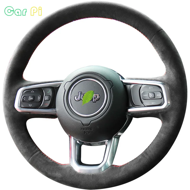 Real Alcantara Jeep Compass Wrangler Rubicon Grand Cherokee Suede Steering Wheel Cover Black leather Auto interior accessories
Real Alcantara Jeep Compass Wrangler Rubicon Grand Cherokee Suede Steering Wheel Cover Black leather Auto interior accessories