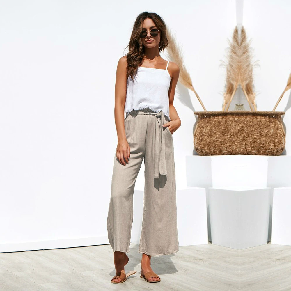 New Arrival Ladies Green Wide Leg Pants Summer Casual Trousers Women Loose Lace Up Long Cotton Linen Green Pants Vintage Girls
New Arrival Ladies Green Wide Leg Pants Summer Casual Trousers Women Loose Lace Up Long Cotton Linen Green Pants Vintage Girls