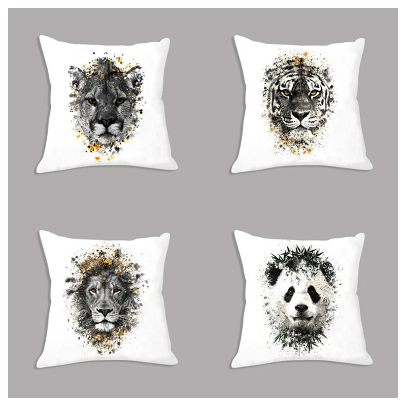 

Leopard Panda Lion Tiger Watercolor Printed Cushion Cover Nordic Pillowcase Decorative Pillow Cover 45x45cm Throw Pillows