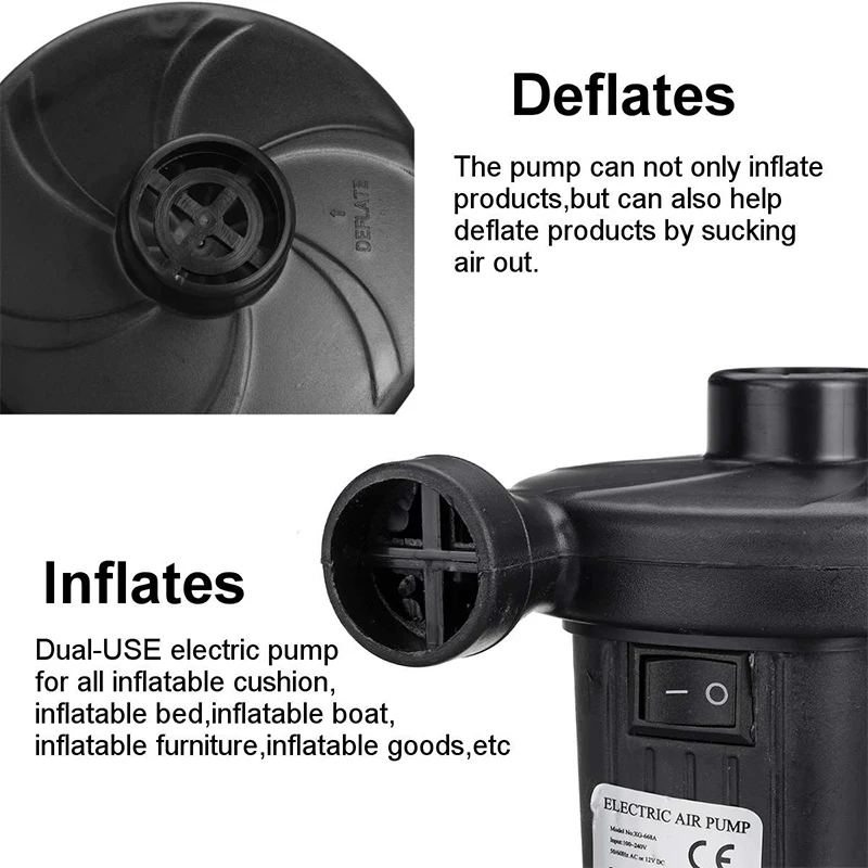 3 Nozzles Inflatable Pump Electric Air Mattress Camping Pump Portable Quick Filling For Car Home Use With Inflator Pumps
3 Nozzles Inflatable Pump Electric Air Mattress Camping Pump Portable Quick Filling For Car Home Use With Inflator Pumps