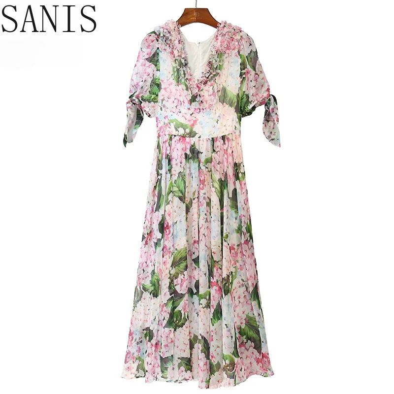 Sanis 2021 Summer Fashion Runway Chiffon Long Dresses Women's Long sleeve Elegant Floral Print Party holidays Dress
Sanis 2021 Summer Fashion Runway Chiffon Long Dresses Women's Long sleeve Elegant Floral Print Party holidays Dress