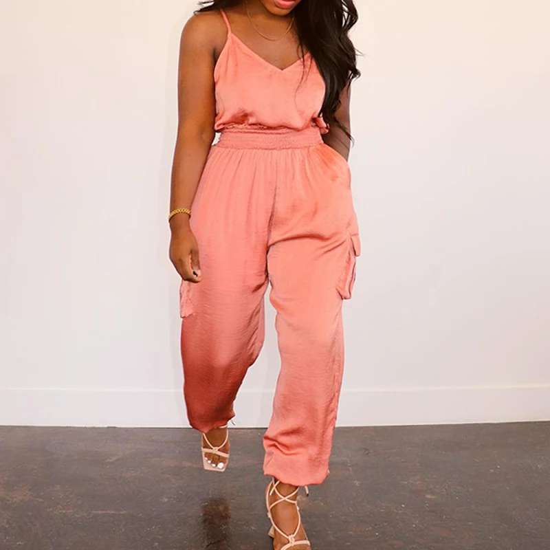 Spaghetti Strap Multi-pockets Design Casual Jumpsuit Sleeveless One Piece Romper
Spaghetti Strap Multi-pockets Design Casual Jumpsuit Sleeveless One Piece Romper