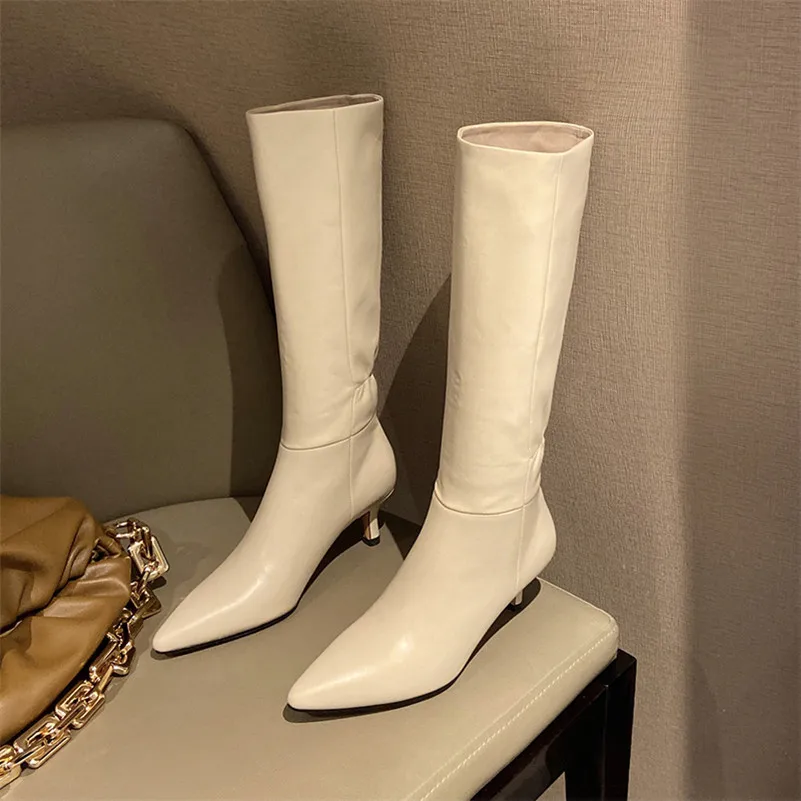 Meotina Women Knee High Boots Shoes Genuine Leather High Heel Long Boots Pointed Toe Pleated Thin Heels Fashion Boots Ladies 40
Meotina Women Knee High Boots Shoes Genuine Leather High Heel Long Boots Pointed Toe Pleated Thin Heels Fashion Boots Ladies 40