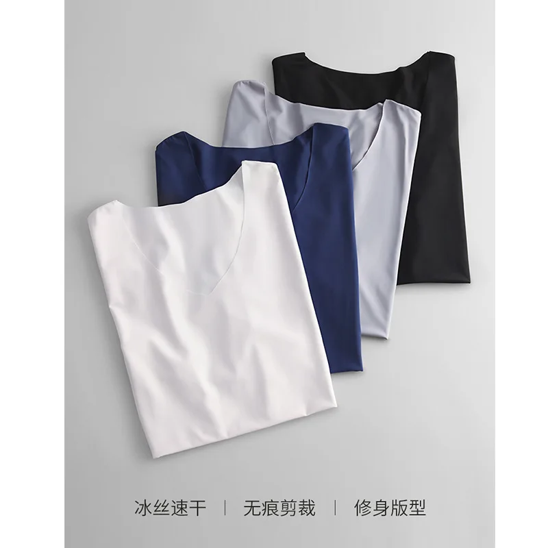 Men's seamless ice silk vest summer youth V-neck slim sports fitness breathable sleeveless base
Men's seamless ice silk vest summer youth V-neck slim sports fitness breathable sleeveless base