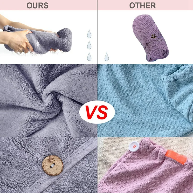 Hair Turban 3 Pieces, Turban Towel with Button, Quick Drying Hair Towel for Women, Microfiber Towel
Hair Turban 3 Pieces, Turban Towel with Button, Quick Drying Hair Towel for Women, Microfiber Towel