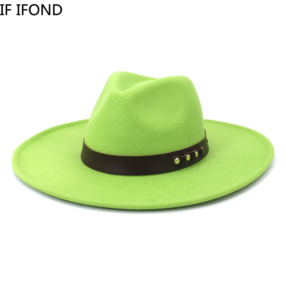 2021 Autumn Winter Fashion 9.5 CM Wide Brim Fedora Hat With Belt Unisex Vintage Panama Jazz Top Hat Formal wedding Felt Hats
2021 Autumn Winter Fashion 9.5 CM Wide Brim Fedora Hat With Belt Unisex Vintage Panama Jazz Top Hat Formal wedding Felt Hats