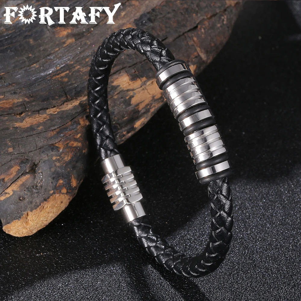 FORTAFY Classic Black Leather Bracelet Men Vintage Jewelry Hexagon Magnetic Buckle Stainless Steel Hand Bangles Male Gift FR1170
FORTAFY Classic Black Leather Bracelet Men Vintage Jewelry Hexagon Magnetic Buckle Stainless Steel Hand Bangles Male Gift FR1170