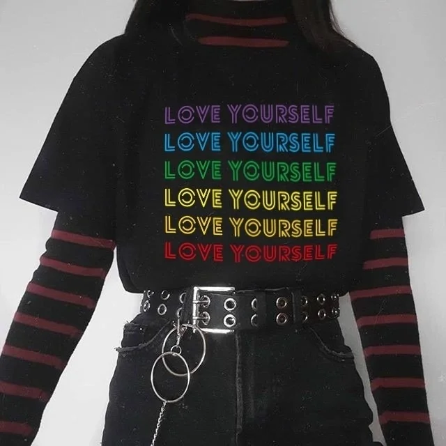 fashionshow-JF 1pcs Kpop Korean Boys LOVE YOURSELF Same Cotton T Shirt Tee Rainbow Printed Colorblock Short Sleeve Tops
fashionshow-JF 1pcs Kpop Korean Boys LOVE YOURSELF Same Cotton T Shirt Tee Rainbow Printed Colorblock Short Sleeve Tops