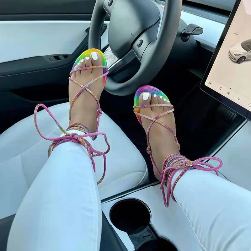 Fashion Bandage Sandals for Women Colorful Diamond Shoes Summer Casual Beach Shoes Outdoor Travel Flip Flops Flats Shoes 36-43
Fashion Bandage Sandals for Women Colorful Diamond Shoes Summer Casual Beach Shoes Outdoor Travel Flip Flops Flats Shoes 36-43