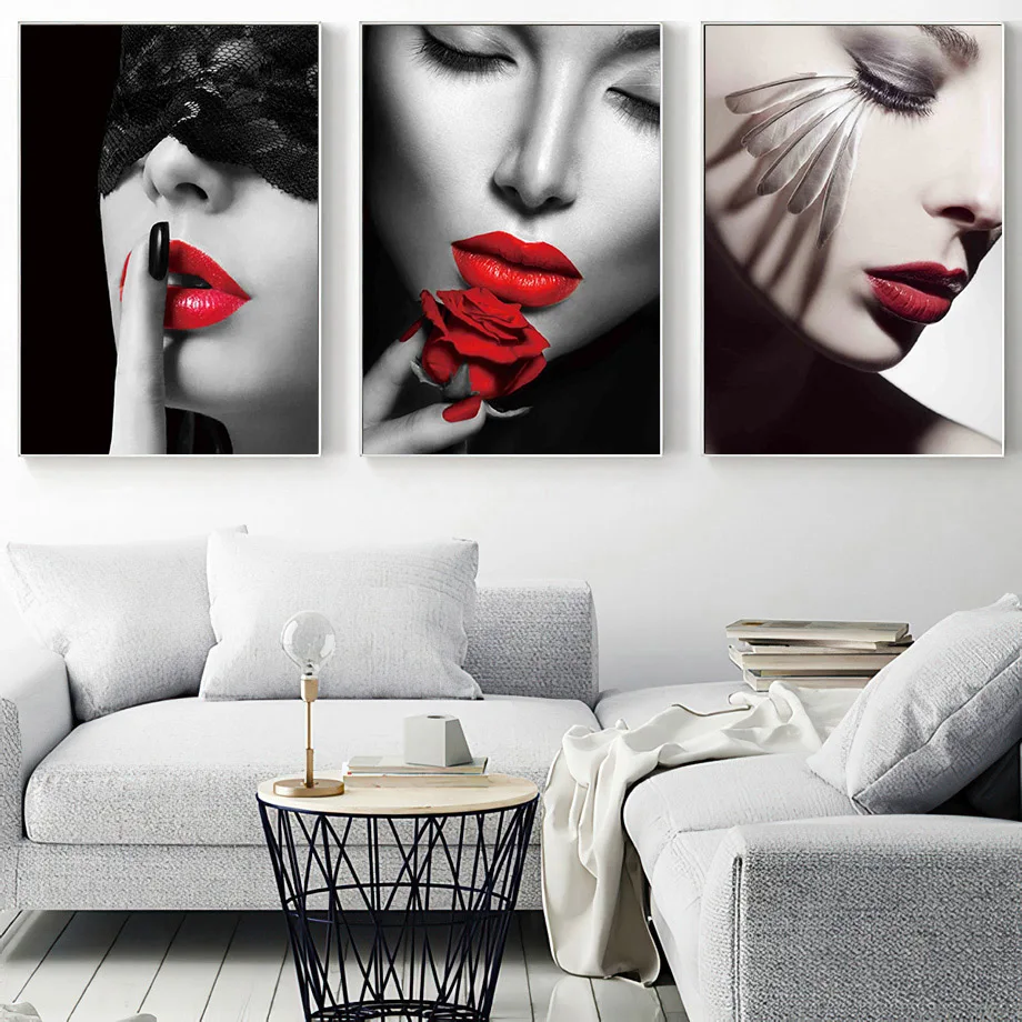 Fashion Woman Red Lips Feather Hat Rose Wall Art Canvas Painting Nordic Posters And Prints Wall Pictures For Living Room Decor
Fashion Woman Red Lips Feather Hat Rose Wall Art Canvas Painting Nordic Posters And Prints Wall Pictures For Living Room Decor
