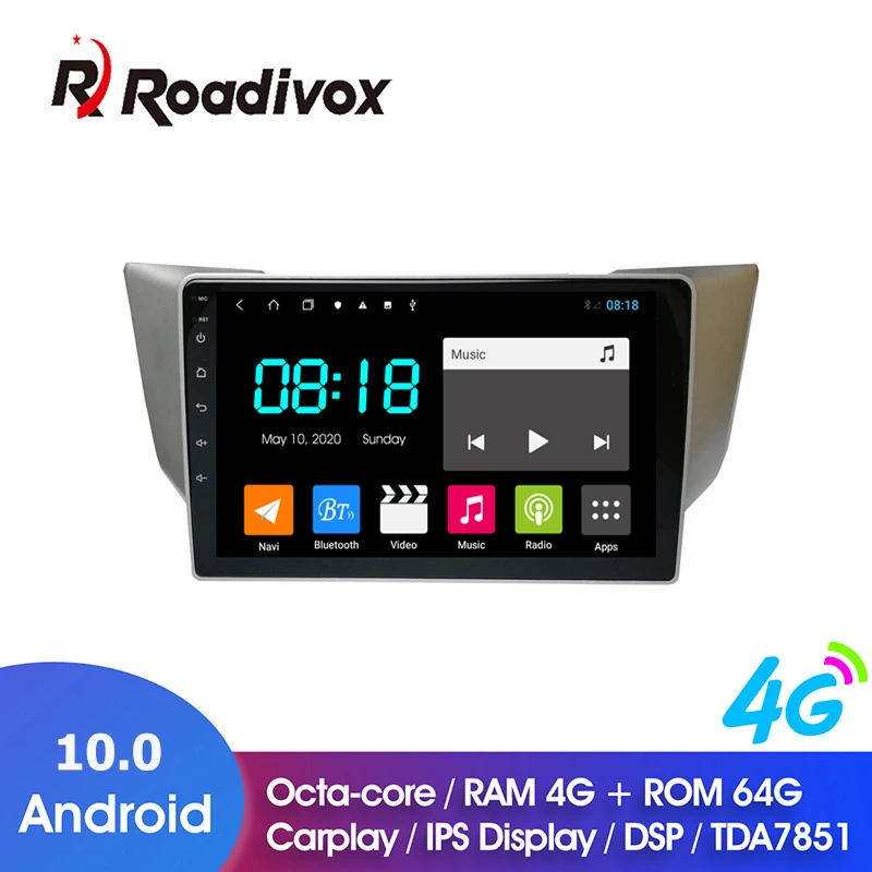 Автомобильный радиоприемник Android 10 0 Восьмиядерный для Toyota Harrier Lexus RX300 RX330 RX350 RX400H
