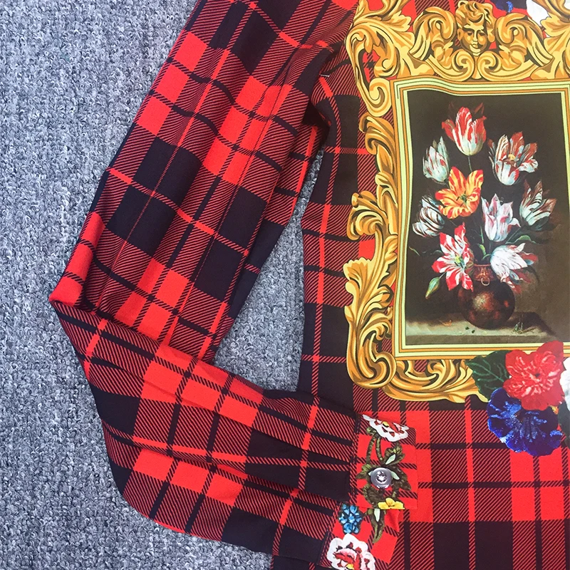 Spring Women's Long Pearl Decoration Black Pants and Long Sleeve Red Plaid Beading Lapel Shirt Two Pieces Set Ladies Office Set
Spring Women's Long Pearl Decoration Black Pants and Long Sleeve Red Plaid Beading Lapel Shirt Two Pieces Set Ladies Office Set