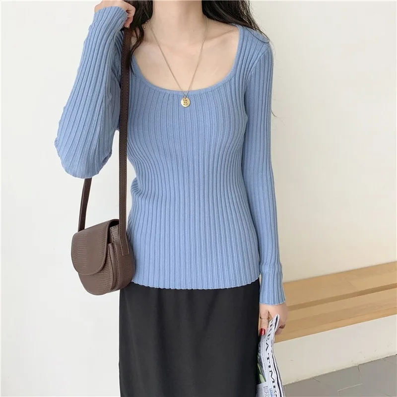 Simple Temperament Versatile Slim Base Shirt Female Pullover Spring New Early Autumn Slim Long Sleeve Top Square Collar Sweater
Simple Temperament Versatile Slim Base Shirt Female Pullover Spring New Early Autumn Slim Long Sleeve Top Square Collar Sweater
