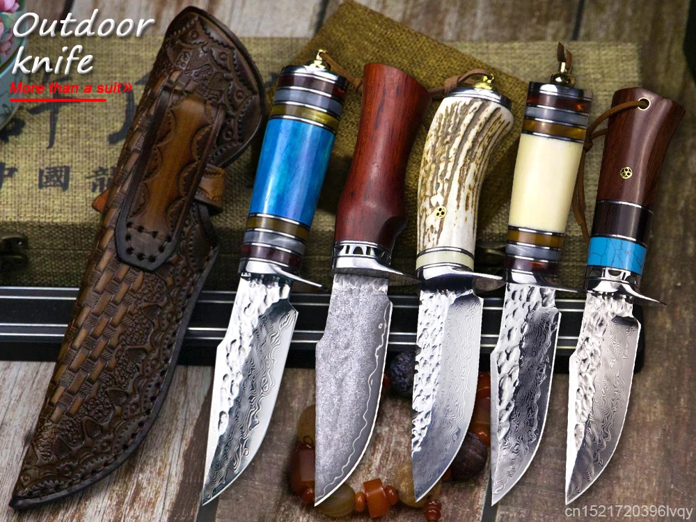 Outdoor survival small straight knife set Damascus steel mountaineering camping hunting knife high-end collection gift knives
Outdoor survival small straight knife set Damascus steel mountaineering camping hunting knife high-end collection gift knives