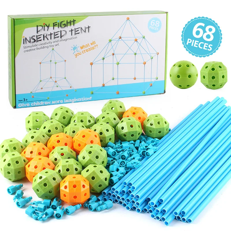 68Pcs Kids Construction Castles Tunnels Tents Fort Building Kk DIY 3D Magination Cultivation Play House Assemble Toys Children 
68Pcs Kids Construction Castles Tunnels Tents Fort Building Kk DIY 3D Magination Cultivation Play House Assemble Toys Children